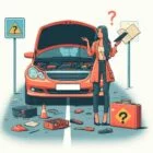 Pasimetusi moteris nežino ką daryti sugedus automobiliui kelyje